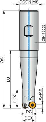 PRAMET Kopier-Planfräser ISO 42A05R-SMORD10-CF D.16mm mit Wendeplatte, Schneid-D.42mm