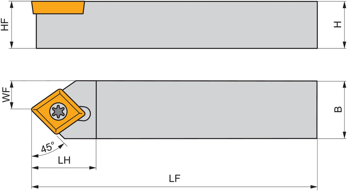 PRAMET Drehwerkzeughalter ISO SCDCR 1010 E 06 – 70 mm Rechtslauf für 80° Rhombus-Wendeplatten