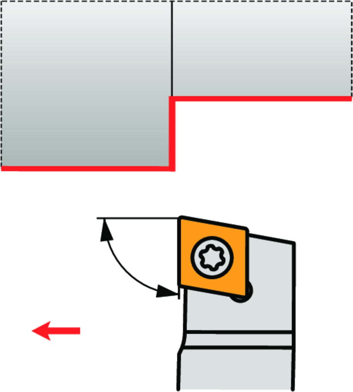 PRAMET Drehwerkzeughalter ISO SCACL 0808 D 06 Linkslauf – Schraubklemmung für 80° Rhombus-Wendeplatten