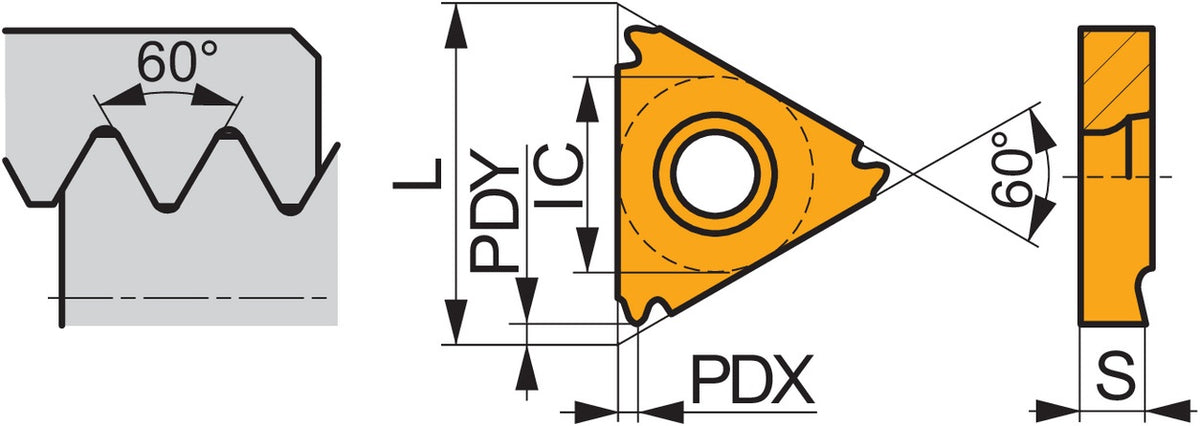 Dormer Pramet Gewindedreh-Wendeschneidplatte TN 11NLA60:T8030 – PVD-beschichtet