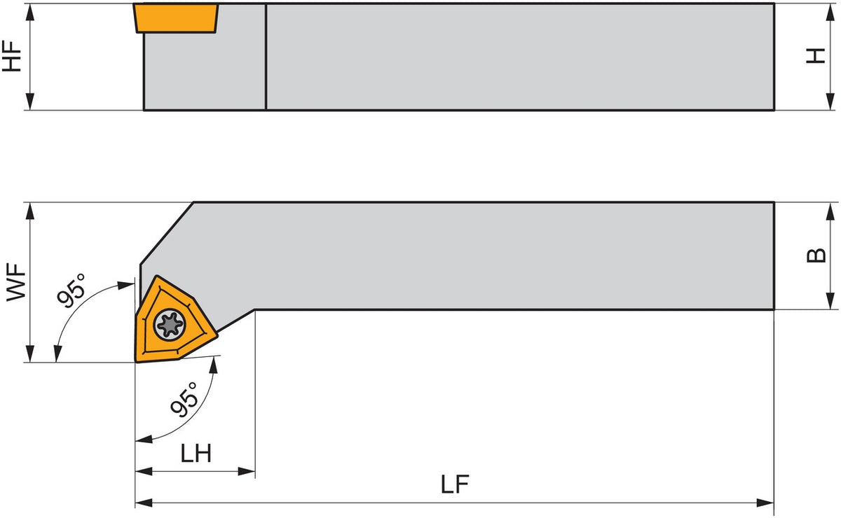 PRAMET Drehwerkzeughalter ISO SWLCL 2020 K 06, Linkslauf, 20 x 20 x 125 mm, Schraubklemmung