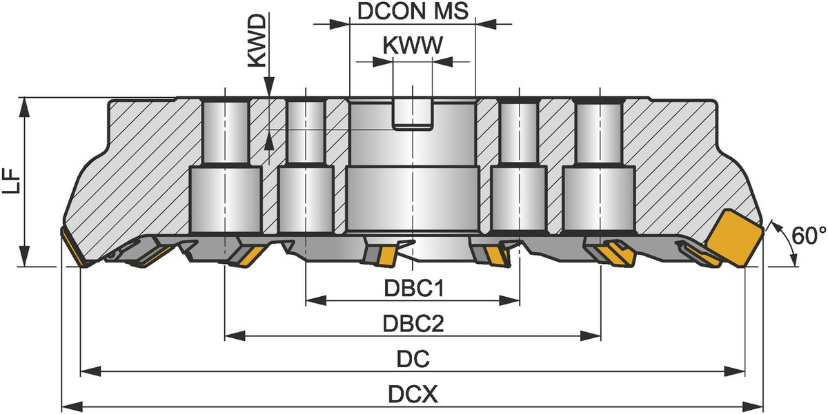 PRAMET Planfräser ISO 125B07R-F60SB22X D.40mm Rechtslauf Schneid-D.144,4mm