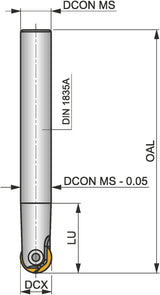 PRAMET Kopierschaftfräser ISO 12K2R30M06-SRC12-A, 6,5 mm Schaft, 12 mm Schneid-Durchmesser