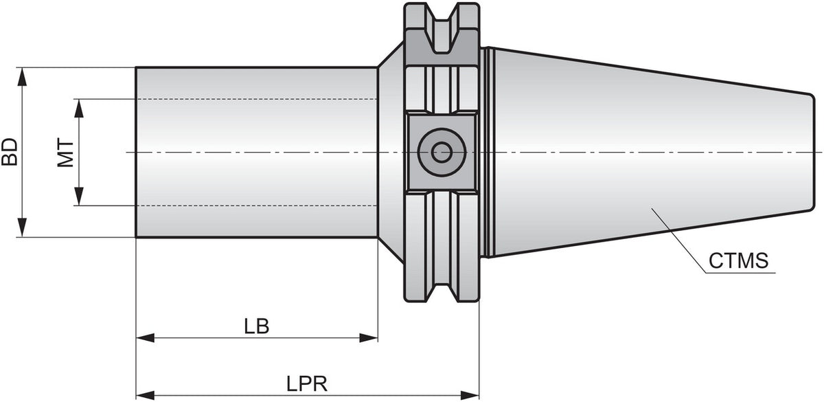 PRAMET Halter DIN 69871 für Morsekegel, Grundkörper-Ø 25 mm, Auskraglänge 50 mm