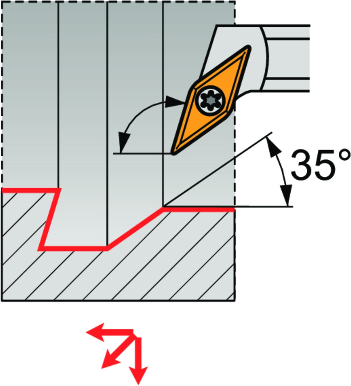PRAMET Bohrstange ISO A16R-SVQBL 11 D.16mm Linkslauf für Wendeschneidplatten