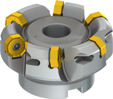 PRAMET Planfräser ISO 100A08R-S45ON06-C D.32mm Schneid-D.110,8mm – Doppelt negative Geometrie, 8 Wendeplatten