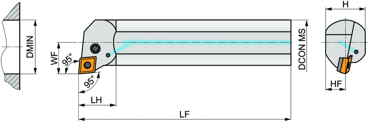 PRAMET Bohrstange ISO A16M-PCLNL 09 D.16mm Linkslauf für 80° Rhombus Wendeschneidplatten