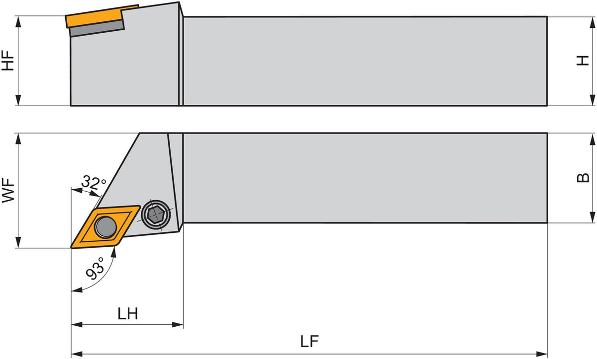 PRAMET Drehwerkzeughalter ISO PDJNL 2020 K 11 – Linkslauf, 125 mm, Kniehebelklemmung