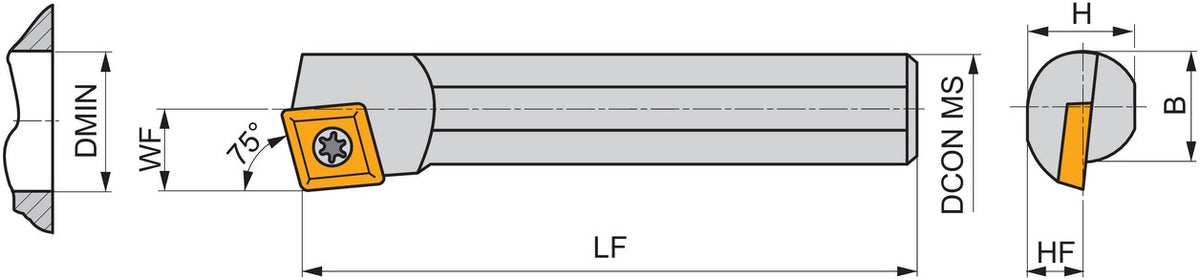 PRAMET Bohrstange ISO S08F-SCKCR 06 D.8mm Rechtslauf – Schraubklemmung für CC.. 0602.. Wendeschneidplatten
