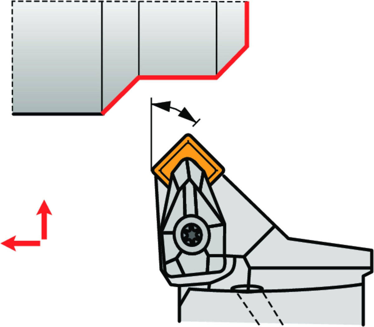 Klemmhalter ISO C4-DSSNL-27042-12 von Dormer Pramet – 40 mm mit Polygonkupplung für Linkslauf