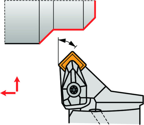 Klemmhalter ISO C4-DSSNL-27042-12 von Dormer Pramet – 40 mm mit Polygonkupplung für Linkslauf