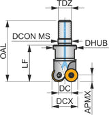 PRAMET Kopier-Planfräser ISO 42A05R-SMORD10-CF D.16mm mit Wendeplatte, Schneid-D.42mm