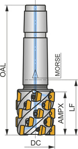 PRAMET Walzenstirnfräser ISO 50T05R-C90SD12X55 – Ø 50 mm, Rechtslauf, 90° Anstellwinkel