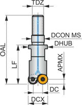 Dormer Pramet Kopier-Planfräser ISO 10E2R020M06-SRD05-CF, 6,5 mm Schaft, 10 mm Schneid-Durchmesser, mit Wendeplatte