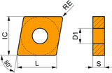 PRAMET Drehwendeschneidplatte CNMM 120408E-NR2 T7335 MT-CVD beschichtet für nichtrostende Stähle