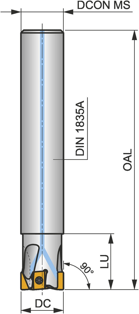 PRAMET Schulterfräser ISO 25A2R042A25-SLN12X-C, D.25mm, 90° Anfahrwinkel, Zylinderschaft DIN 1835A