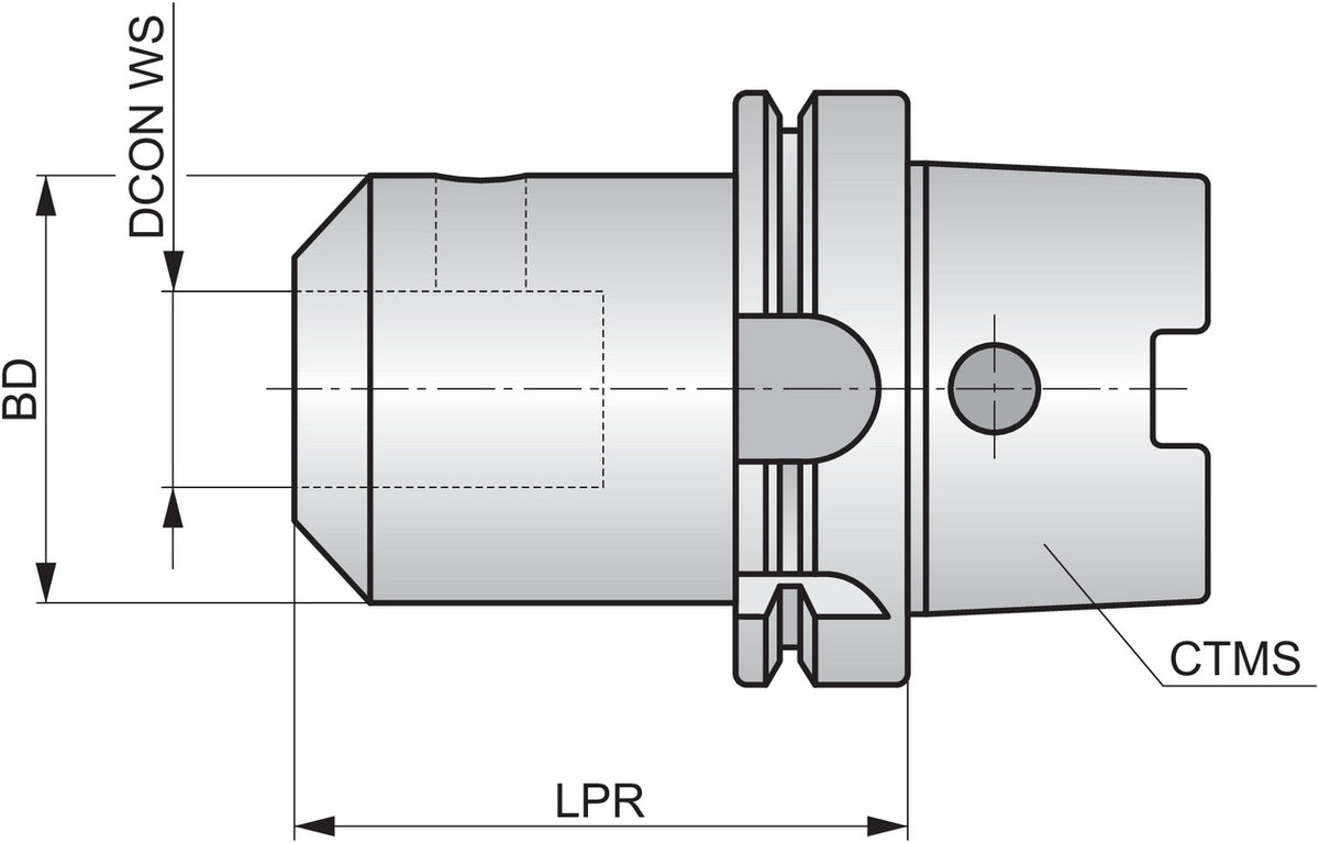 PRAMET Weldon-Schaftfräserhalter HSK.100A-W.20.100, HSK-A-W, 20 mm Spann-Ø, 100 mm Auskragung
