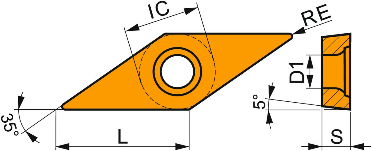 Dormer Pramet Drehwendeschneidplatte VBMT 110202E-UR TT310 PVD beschichtet Gold