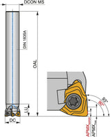 PRAMET Schulterfräser ISO 16A2R025M08-SWN04C-C: Ø16 mm, 90°, M08, für Plan- und Kopierfräsen