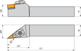 PRAMET Drehwerkzeughalter ISO DVJNL 2020 K 16 – Linkslauf, 20x20 mm, 125 mm, doppelt geklemmt