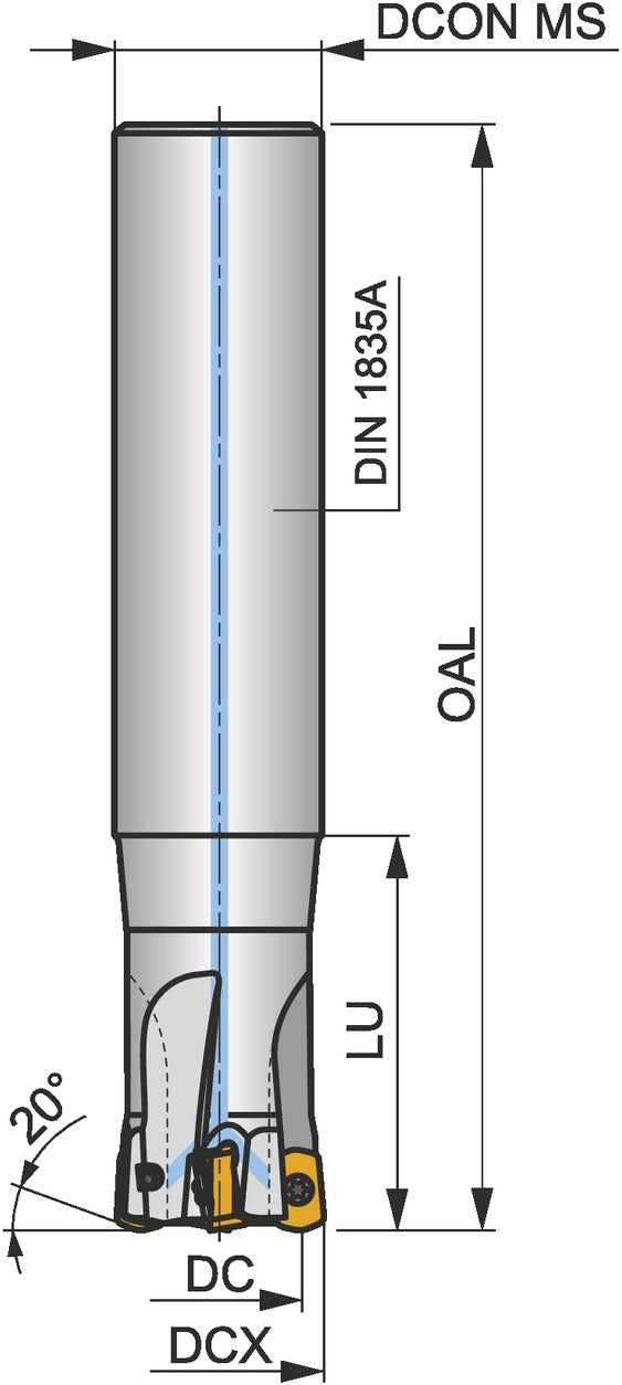 PRAMET Schulterfräser ISO 40A05R-SMOBN10-C D.16mm Rechtslauf Schneid-D.40mm