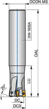 PRAMET Schulterfräser ISO 40A05R-SMOBN10-C D.16mm Rechtslauf Schneid-D.40mm