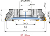 PRAMET Kopier-Planfräser D.100mm mit Wendeplatten – SRC20, DIN 8030-A, 7600 rpm