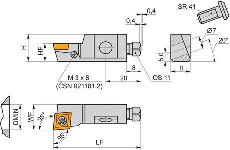 PRAMET Kassettenwerkzeug ISO SCLCR 10 CA-09, Bohrungs-D. 40 mm, verstellbar, Schraubklemmung