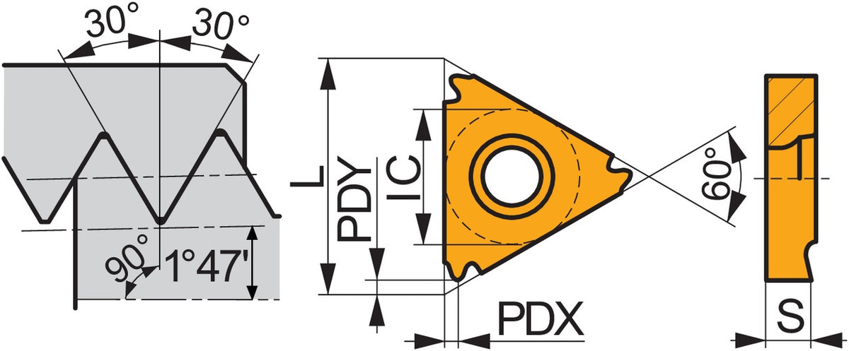 PRAMET Gewindedreh-Wendeschneidplatte TN 11NR140NPT:T8030 – PVD-beschichtet, für NPT-Innengewinde