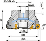 PRAMET Planfräser ISO 100A08R-S45HN06C-C D.32mm Rechtslauf, Schneid-D.107,1mm