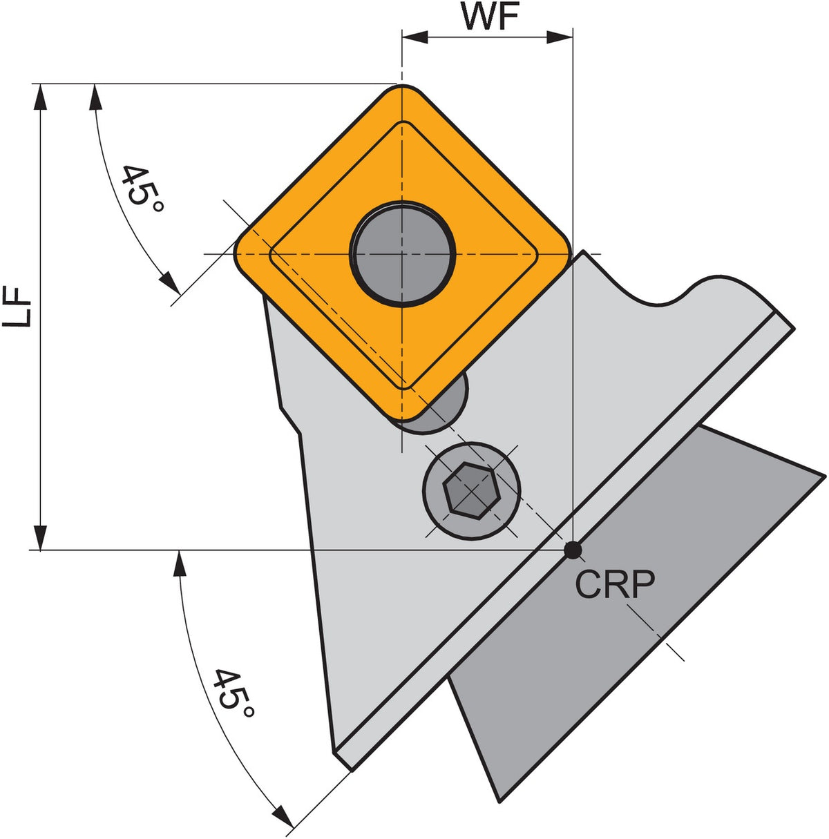PRAMET Schwerlast-Drehkopf ISO KHP-SSNL 25 – 45 mm Funktionslänge, Linkslauf, für SN.. 2507.. Wendeschneidplatten