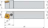 PRAMET Drehwerkzeughalter ISO PSBNL 2020 K 12, Linkslauf, 125 mm, für SN.. 1204.. Wendeschneidplatten