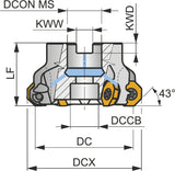 PRAMET Planfräser ISO 100A06R-S45OE06Z-C D.32mm Rechtslauf Schneid-D.110,2mm