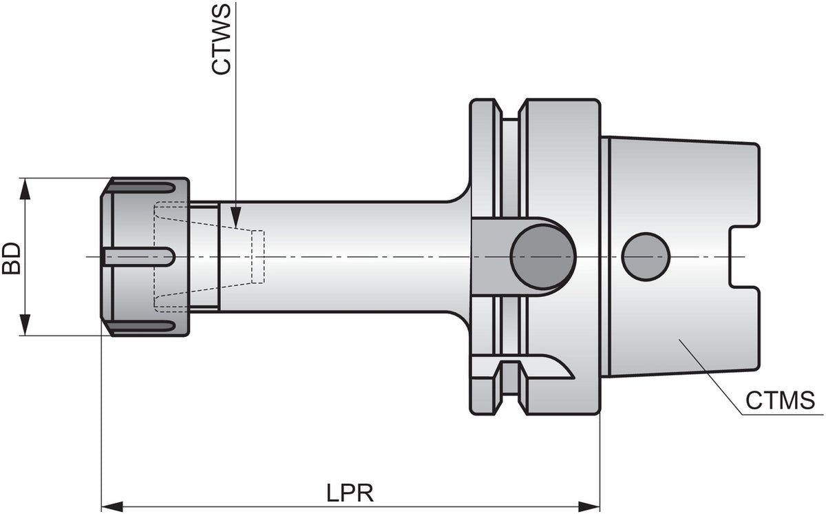 PRAMET ER Spannzangenfutter HSK.100A-CC.ER32.100 – 50 mm Grundkörper, 100 mm Auskraglänge