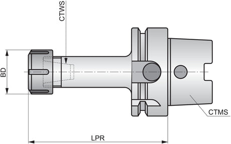 PRAMET ER Spannzangenfutter HSK.100A-CC.ER32.100 – 50 mm Grundkörper, 100 mm Auskraglänge
