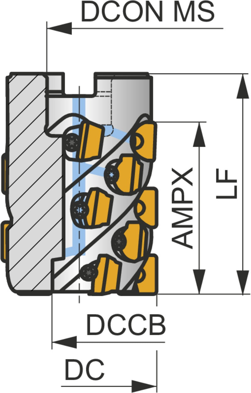 PRAMET Walzenstirnfräser ISO 50T05R-C90SD12X55 – Ø 50 mm, Rechtslauf, 90° Anstellwinkel