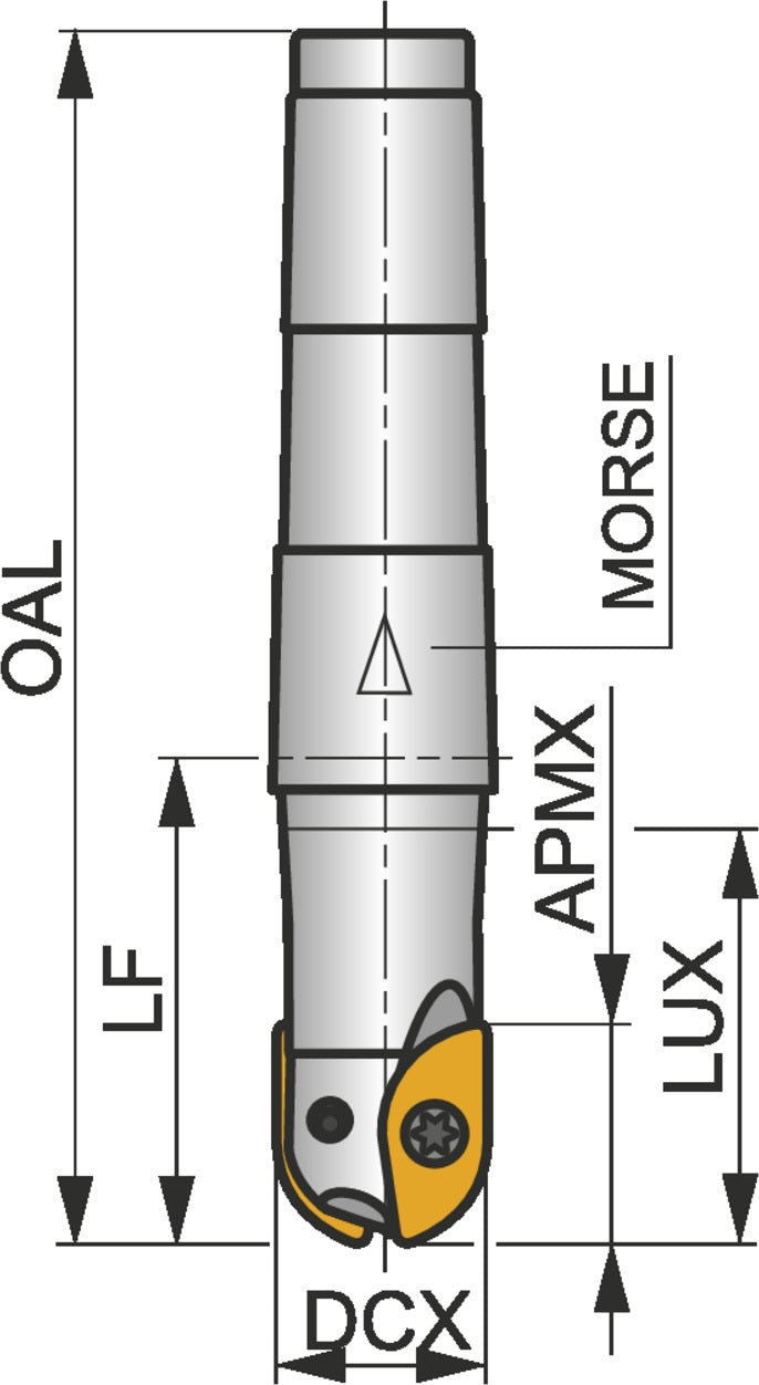 PRAMET Kopierfräser ISO 12L2R025M08-SZP12: Ø12 mm, M8, 25 mm Überstand