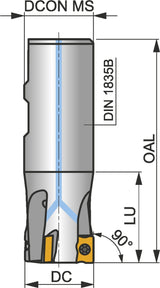 PRAMET Schulterfräser ECON LN D.100mm Aufsteckfräser DIN 8030-A für LNGX/LNGU Wendeschneidplatten