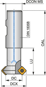 PRAMET Fasenfräser ISO 16N2R027B16-SSO09-C D.16mm Rechtslauf – Wendeschneidplatten-Fräser