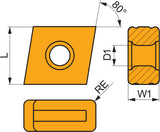 PRAMET Fräswendeschneidplatte CNM 563 M8330 PVD-beschichtet 80° Rhombisch