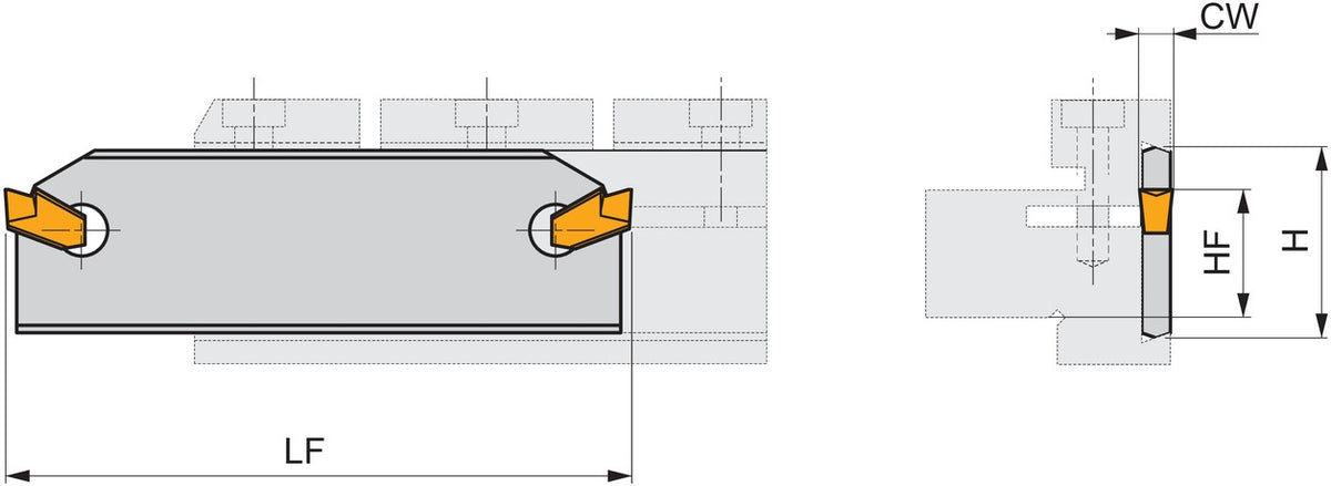 PRAMET Doppelseitiges Schwert ISO XLCFN 2603 J 03 – Einstechtiefe 37,5 mm für Stech- und Abstecherbeiten