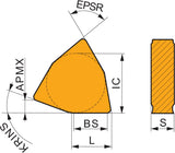 Dormer Pramet Wendeschneidplatte WNMF 201380-PM-S01:6630, 8mm Schnitttiefe, MT-CVD beschichtet