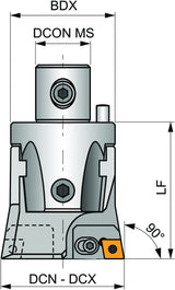 PRAMET Schruppwerkzeug ISO D 06890 300, 36 mm Aufnahme, 80–102 mm Schneidbereich, 90° Anstellwinkel