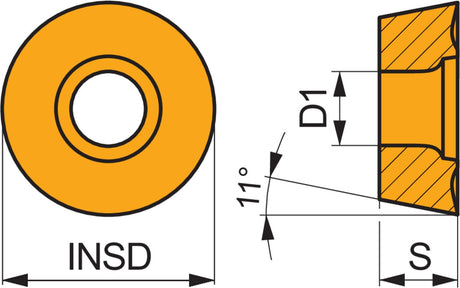 PRAMET Fräswendeschneidplatte RPEX 1204MOSN-12:M8340 PVD-beschichtet Gold