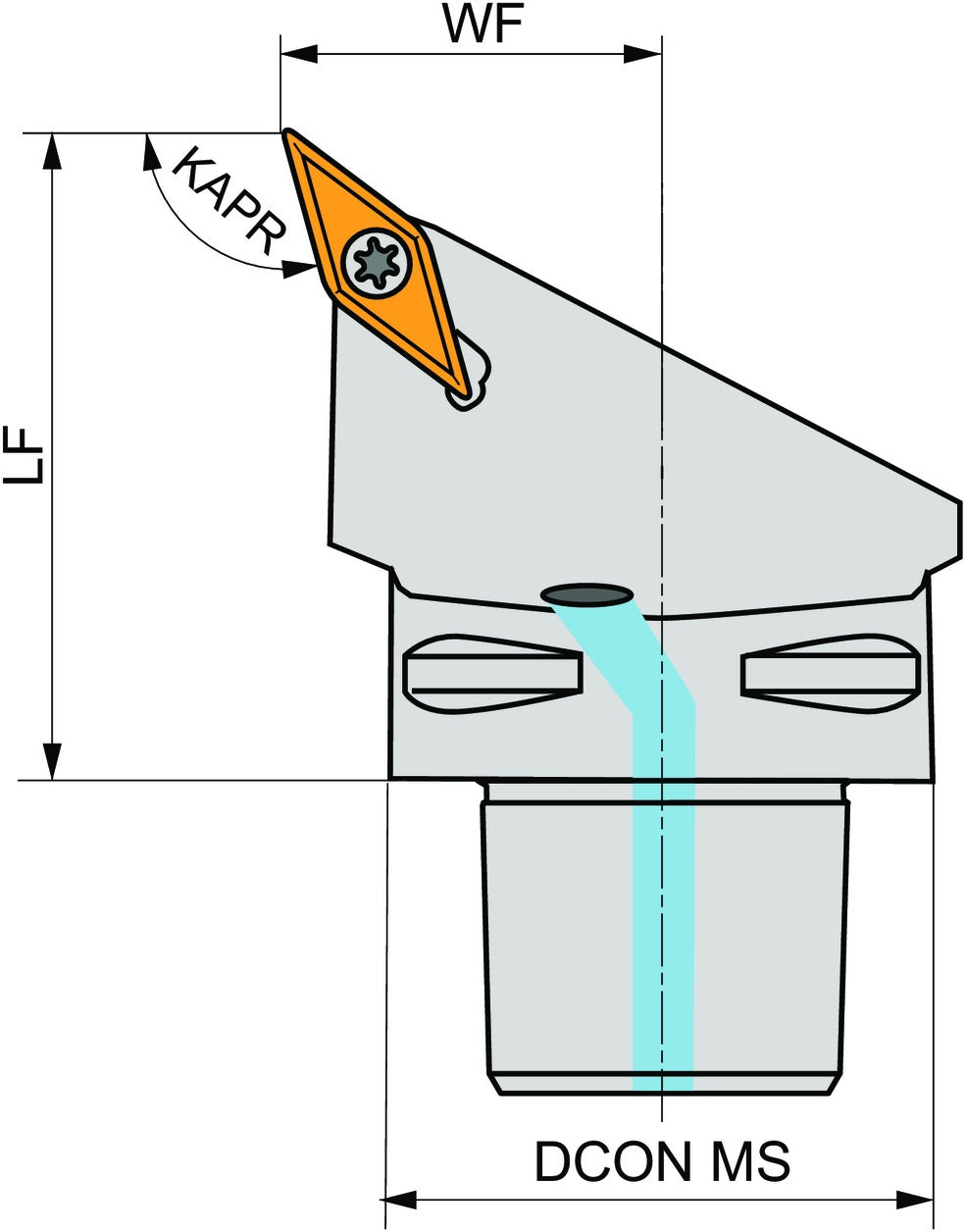 PRAMET Klemmhalter ISO C4-SVHBL-27050-16, 40 mm, Polygonkupplung, Linkslauf