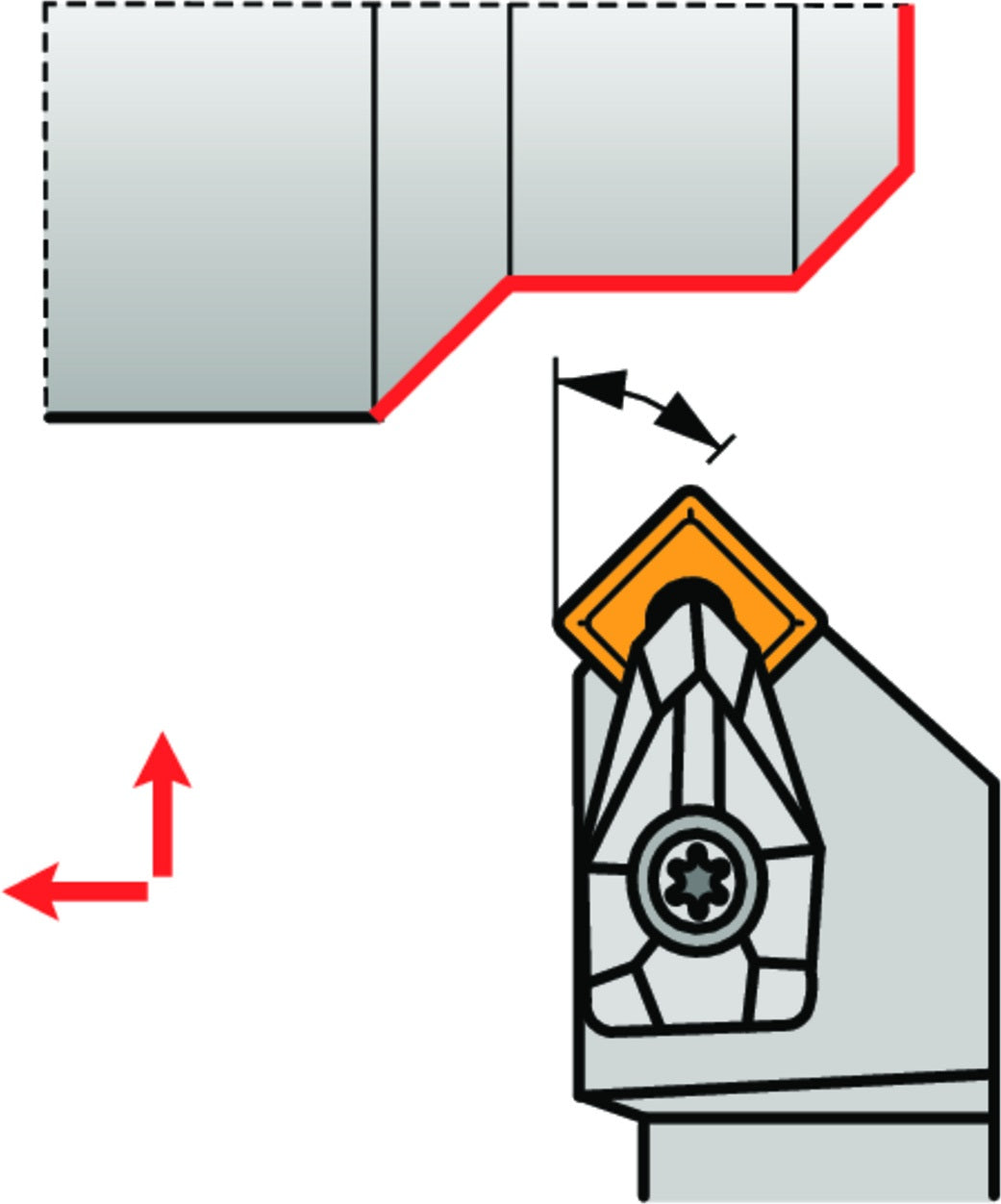 PRAMET Drehwerkzeughalter ISO DSSNL 2525 M 12 Linkslauf 150 mm für SN.. 1204..