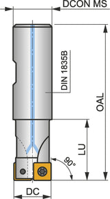 PRAMET Schulterfräser ISO 40A05R-S90SO09-C D.16mm Rechtslauf Schneid-D.40mm