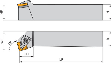 PRAMET Drehwerkzeughalter ISO DSKNR 2525 M 12, 150 mm, Rechtslauf, für SN.. 1204.. Wendeschneidplatten