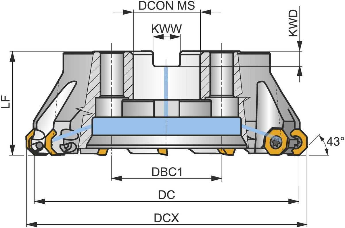 PRAMET Planfräser ISO 100A06R-S45OE06Z-C D.32mm Rechtslauf Schneid-D.110,2mm