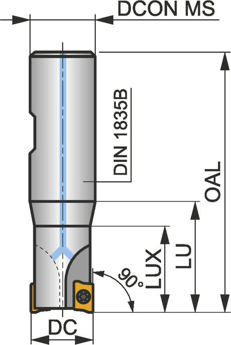 PRAMET Schulterfräser ISO 10A1R020B16-SAP10D-C D.16mm Rechtslauf Schneid-D.10mm